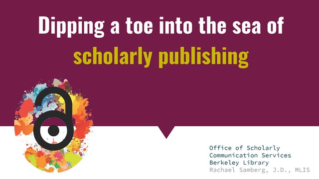 Dipping a toe into the sea of  scholarly publishing