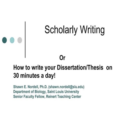 Scholarly writing workshop by shawn nordell