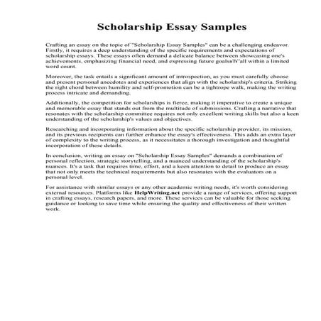 Scholarship Essay Samples