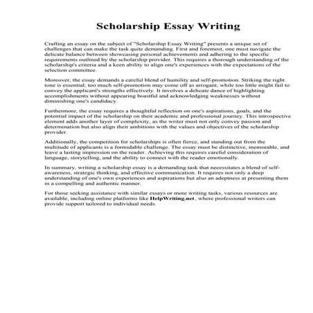 Scholarship Essay Writing