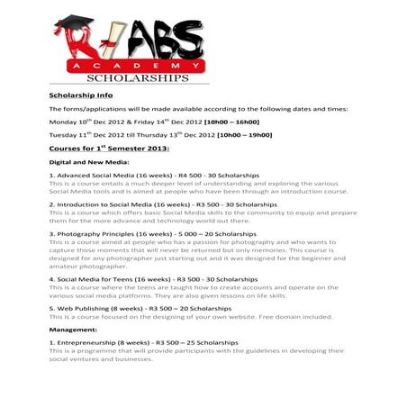 RLabs Academy Scholarship Information