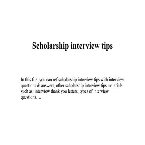 Scholarship interview tips