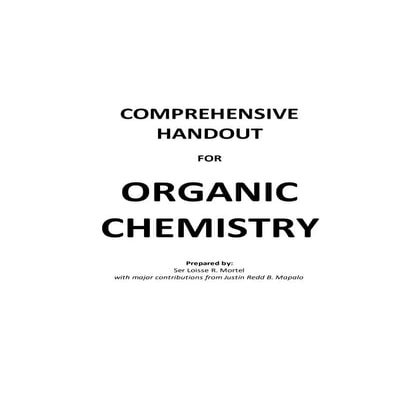 COMPREHENSIVE HANDOUT FOR ORGANIC CHEMISTRY