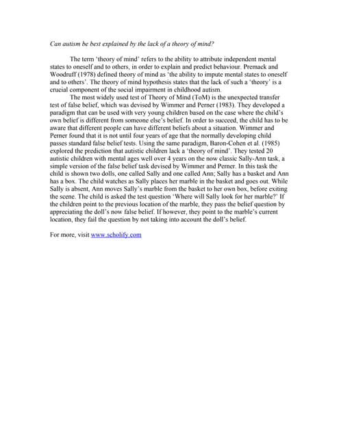 Paper about theory of mind