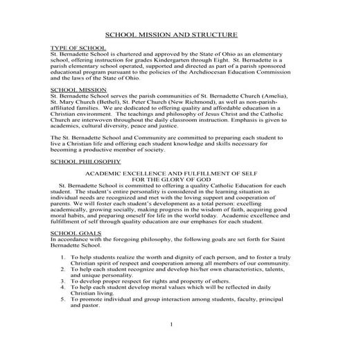 SCHOOL MISSION AND STRUCTURE