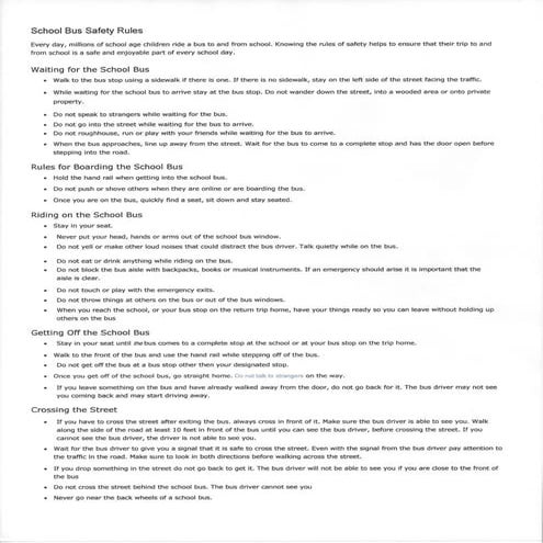 School bus safety rules, guidelines & tips | PDF