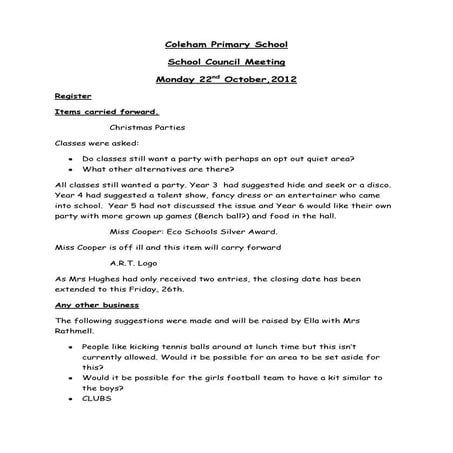 School council minutes | PDF