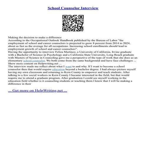 School Counselor Interview