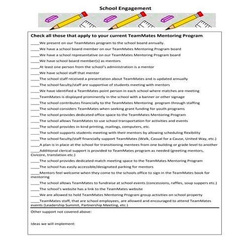School engagement checklist