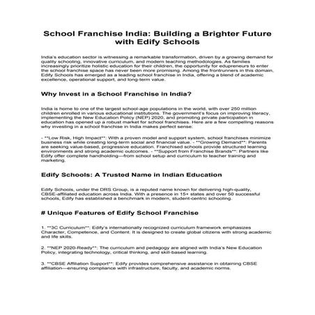 School Franchise India Building a Brighter Future with Edify Schools