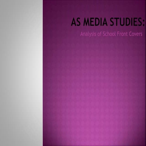 AS Media Studies- School Front Cover