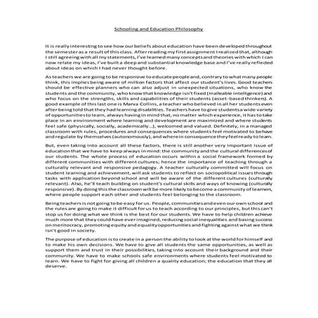 Schooling and education phylosophy