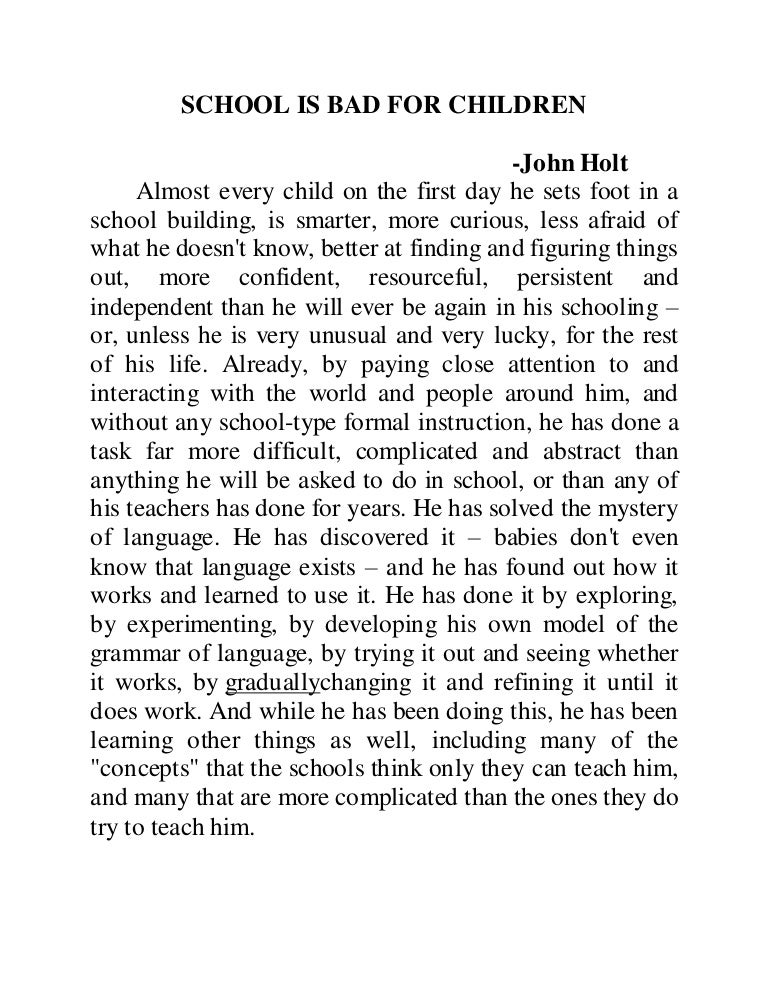 School is bad for children text
