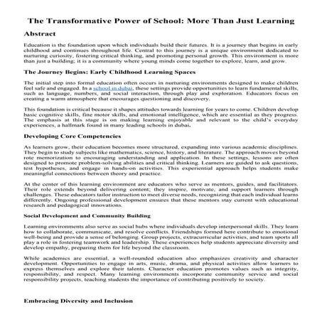 The Transformative Power of School: More Than Just Learning