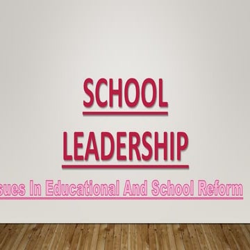 SCHOL LEADERSHIP NORMS AND V ALUES