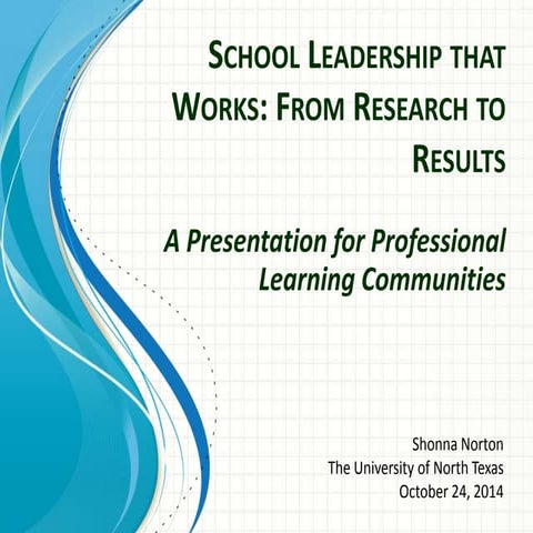 School Leadership That Works School Leaders' Work And Well Being