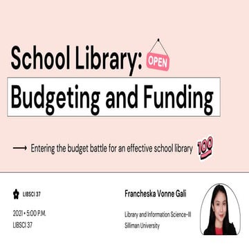 School Library: Budget and Funding | Presentation