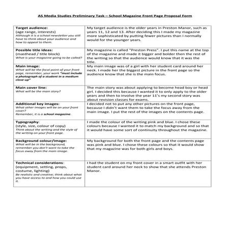 School magazine proposal form | DOC