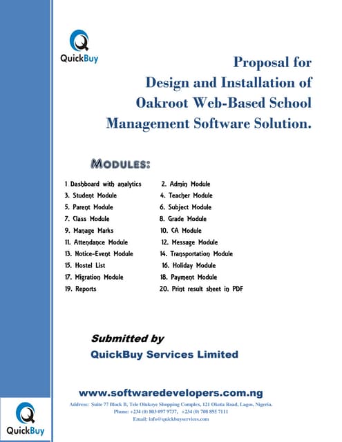 School Management Software Proposal