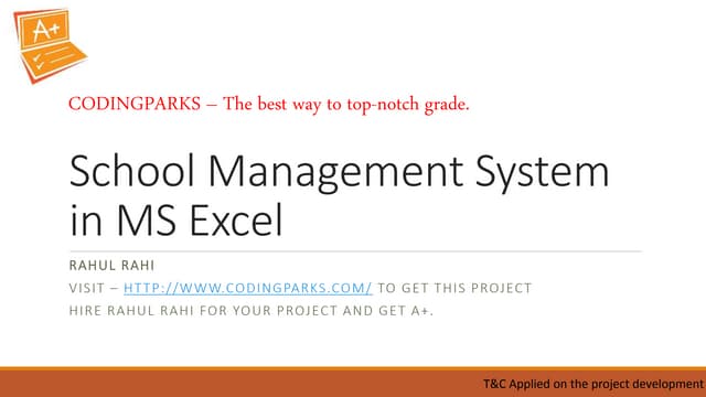 School Management System in MS Excel