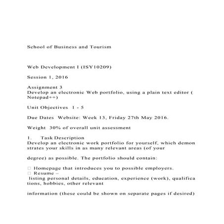 School of Business and Tourism Web Development I (IS.docx