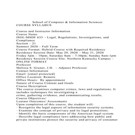 School of Computer & Information SciencesCOURSE | DOCX