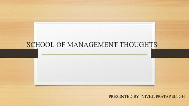School of management thoughts