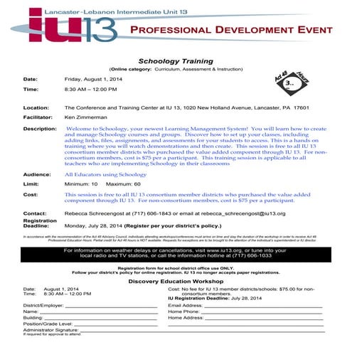 Schoology Workshop Flyer August 1  2014