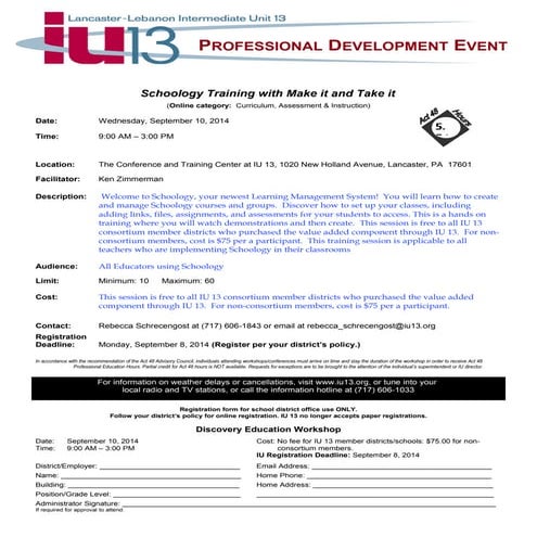 Schoology Workshop Flyer September 10  2014