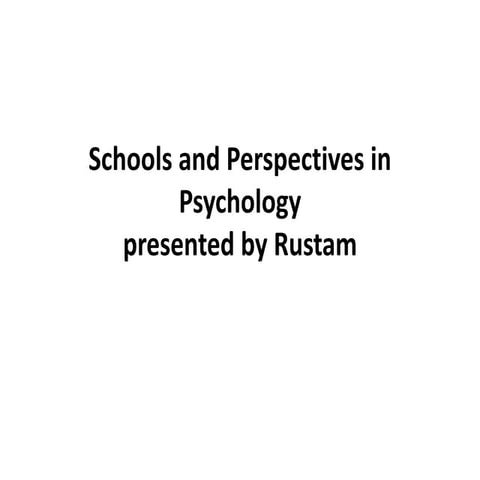 Schools and perspectives in psychology