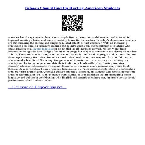 Schools Should End Up Hurting American Students