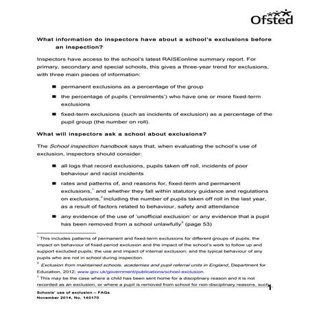 Schools' use of exclusion | DOC