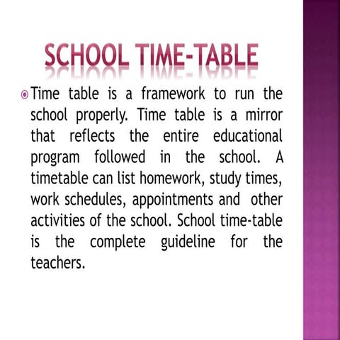 School time table