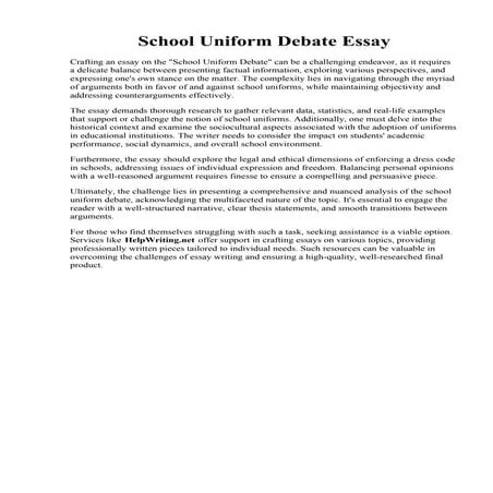 School Uniform Debate Essay