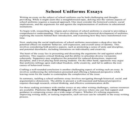 School Uniforms Essays