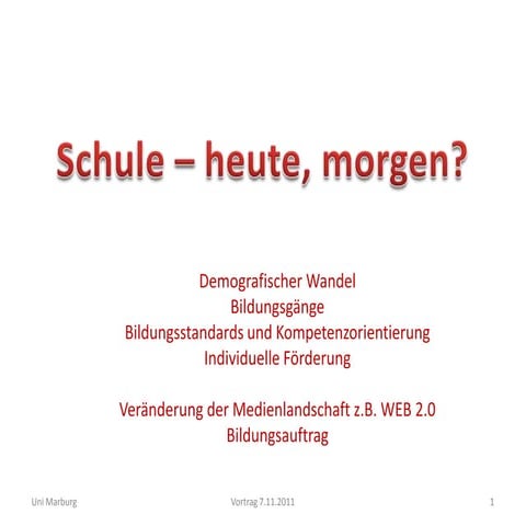 Schule – heute, morgen erg