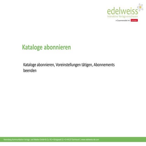 Schulungsunterlagen Buchhändler: Kataloge abonnieren 