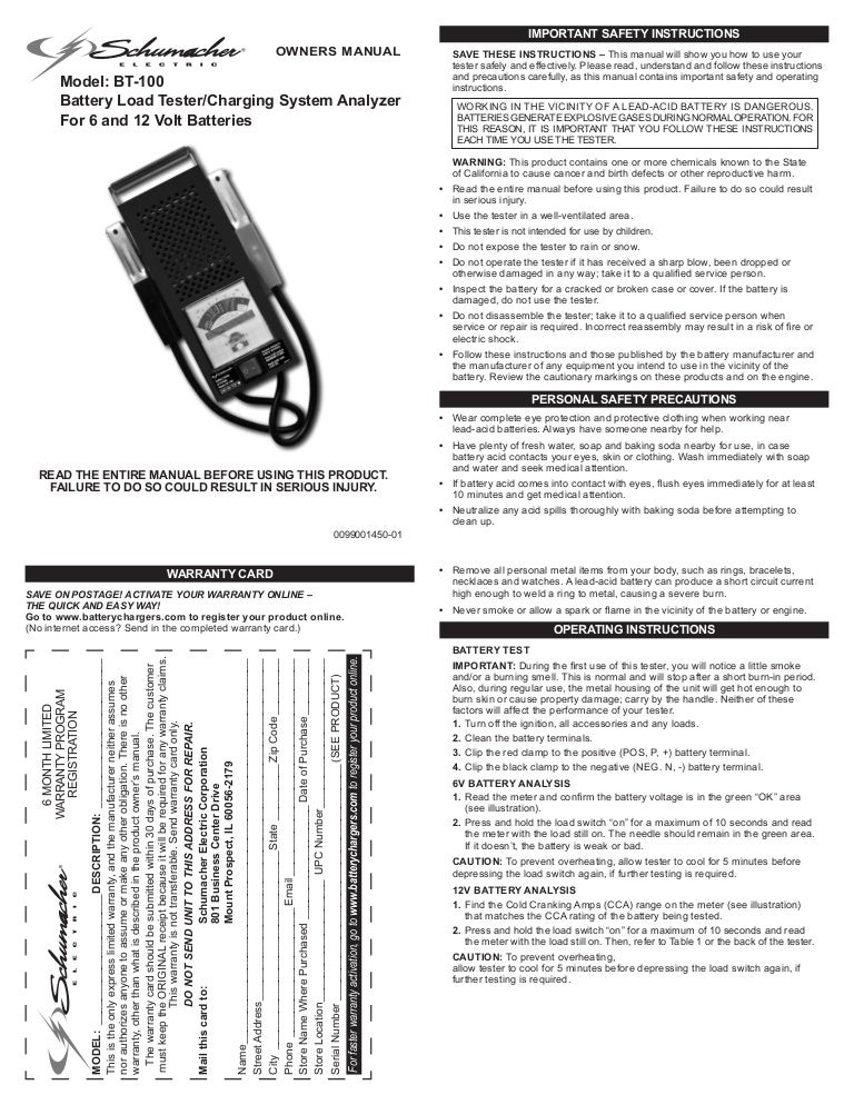 Schumacher Battery Charger Instructions - Car Streak