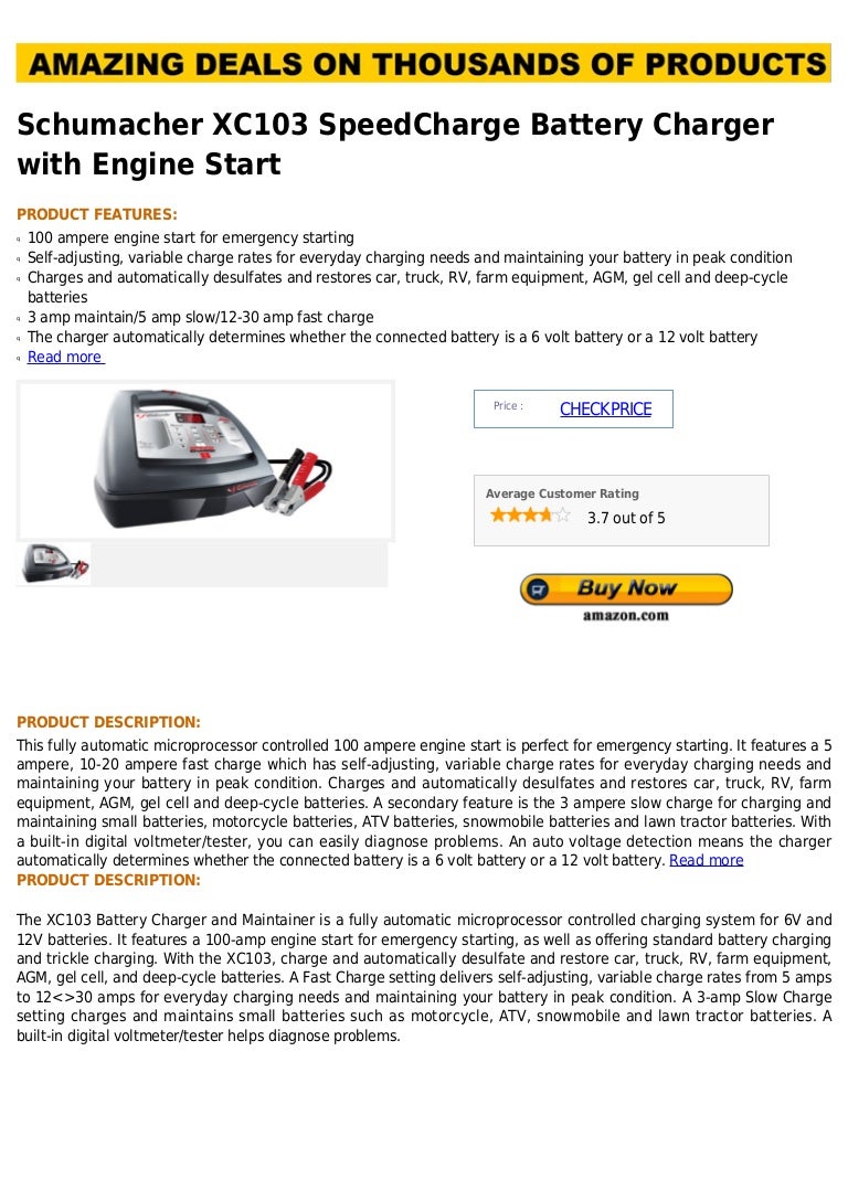 Schumacher xc103 speed charge battery charger with engine start