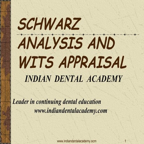 Schwarz analysis and wits appraisal(final)