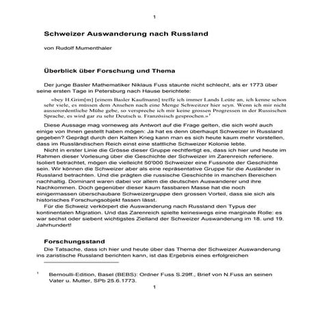 Schweizer Auswanderung ins zaristische Russland