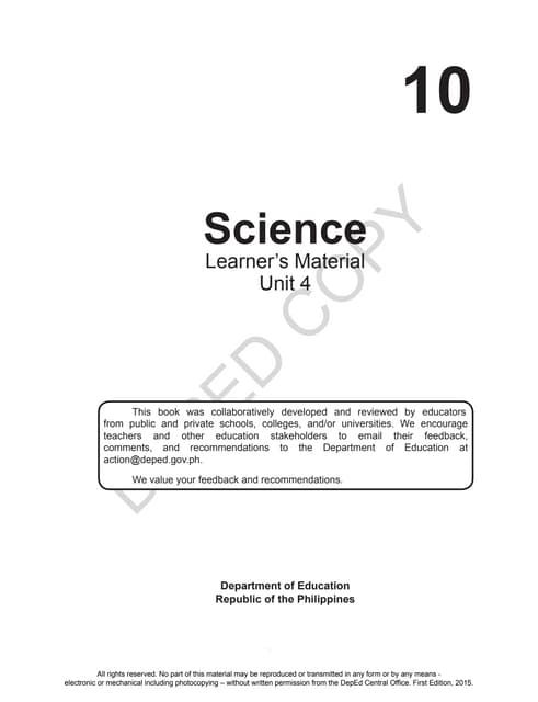 Science 10 Learner’s Material Unit 4 