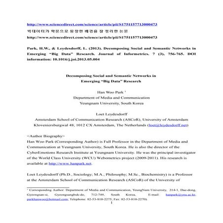 Decomposing Social and Semantic Networks in Emerging “Big Data” Research