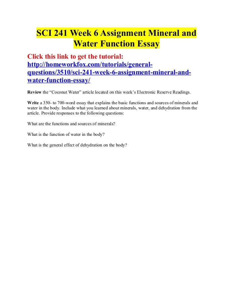 Sci 241 week 6 mineral and water function essay image
