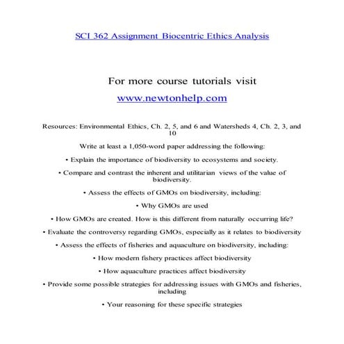 SCI 362 Extraordinary Life/newtonhelp.com | PDF
