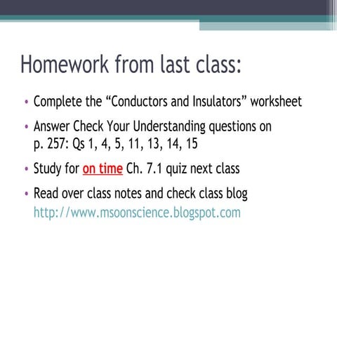 Sci 9 Lesson 2 May 3 - Electric Force