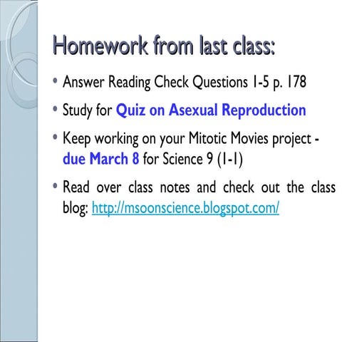 Sci 9 Lesson 4 Mar 4 - Ch 5.2 Cloning | PPT
