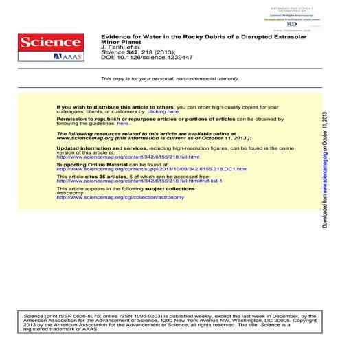 Minor Planet Evidence for Water in the Rocky Debris of a Disrupted Extrasolar...