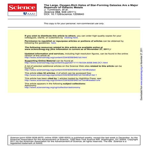 Science 2011-tumlinson-948-52