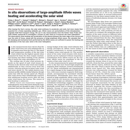 In situ observations of large-amplitude Alfvén wavesheating and accelerating ...